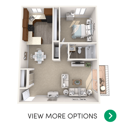 Floor plan for 1 bed, 1 bath, 875 sqft